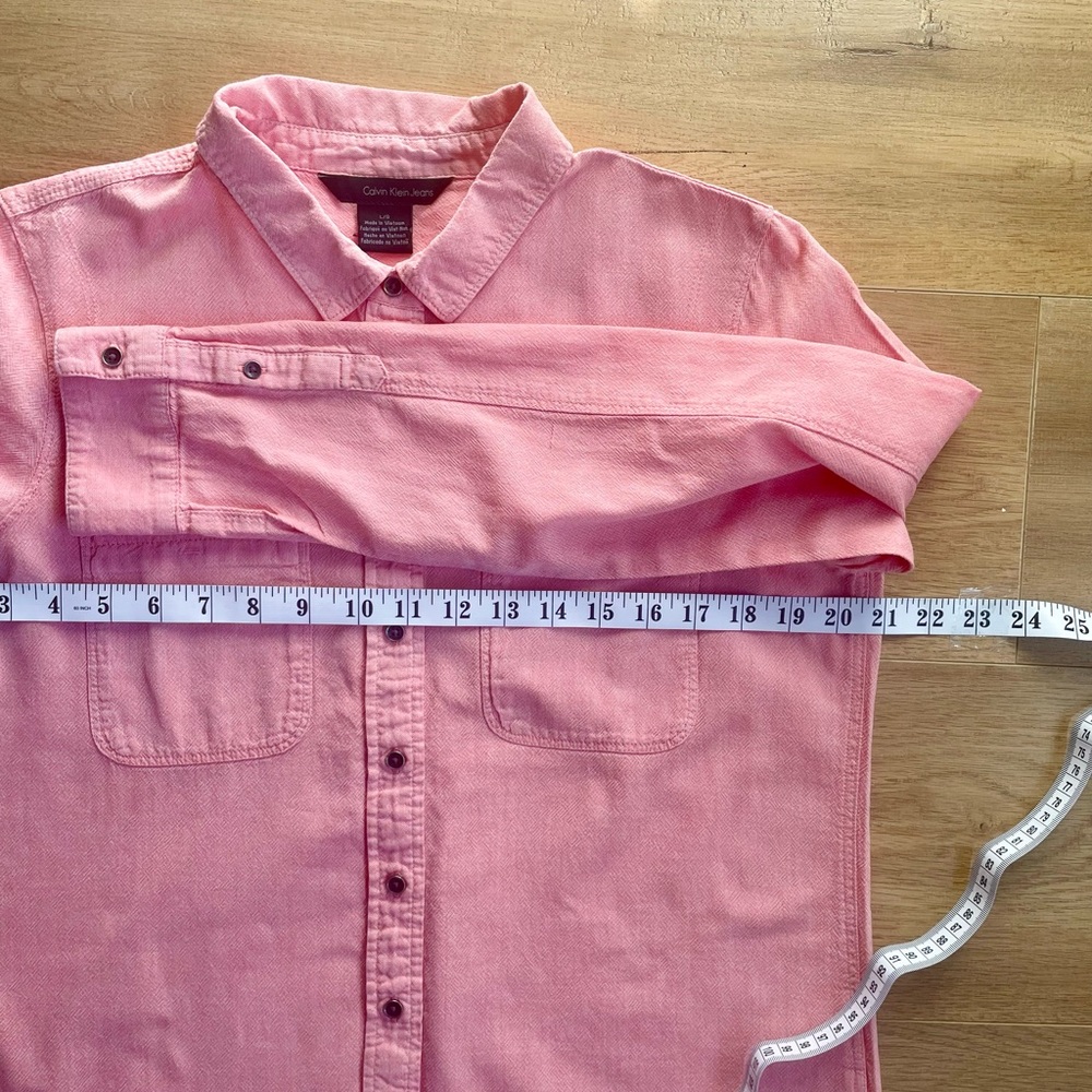 Calvin Klein Jeans Washed Pink Button-Up Shirt | Soft Denim Cotton | Size L - Picture 5 of 7